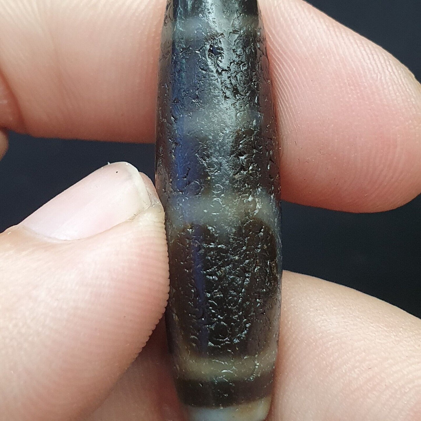 Himalaya-indo-tibetische schöne Achat 5 Augen Muster Dzi Amulett Perle