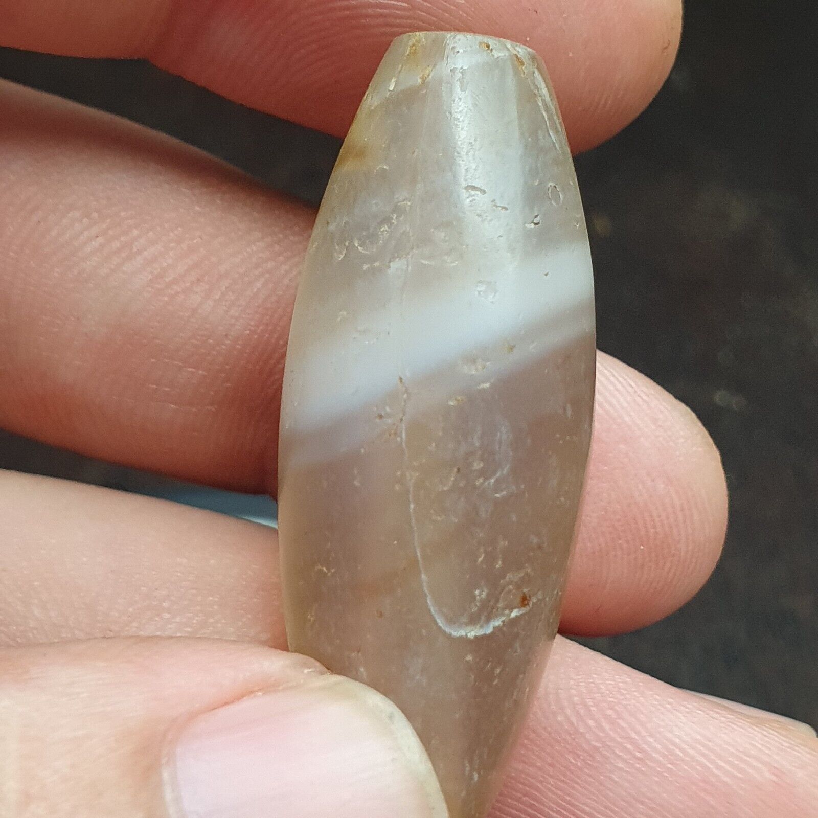 Lot 8 Ancient Antique Persian Himalayan Gray Blue Agate Beads