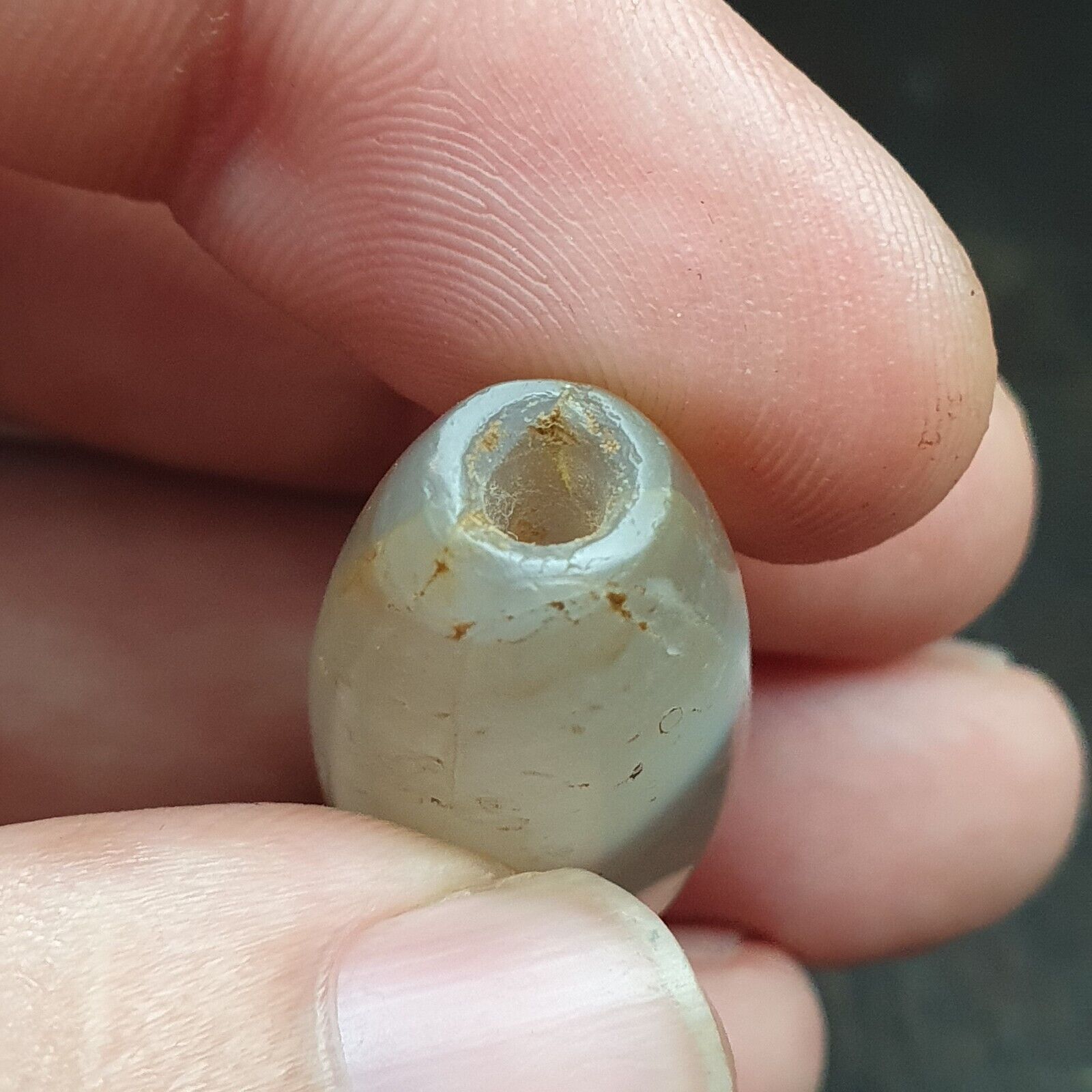 Lot 8 Ancient Antique Persian Himalayan Gray Blue Agate Beads