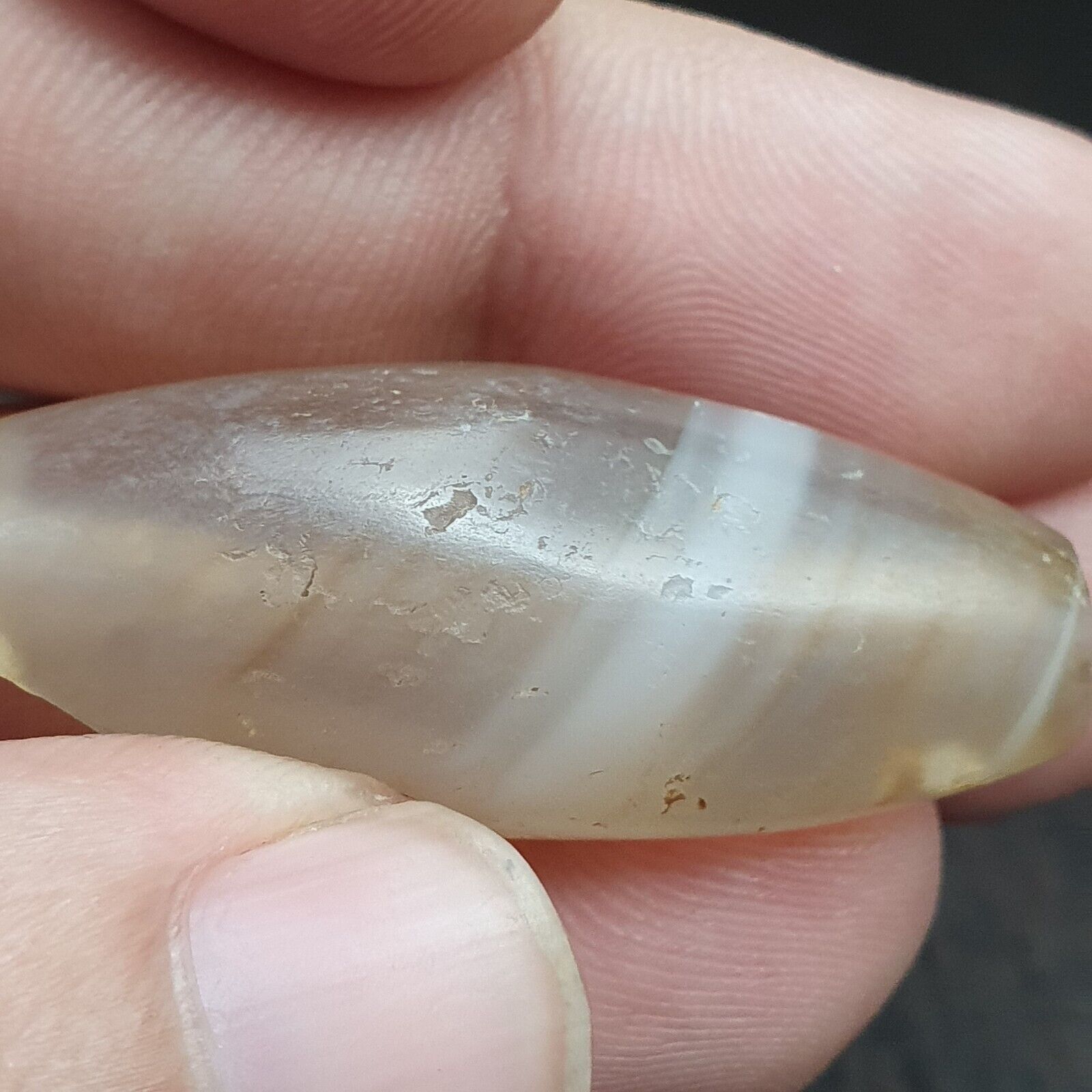 Lot 8 Ancient Antique Persian Himalayan Gray Blue Agate Beads