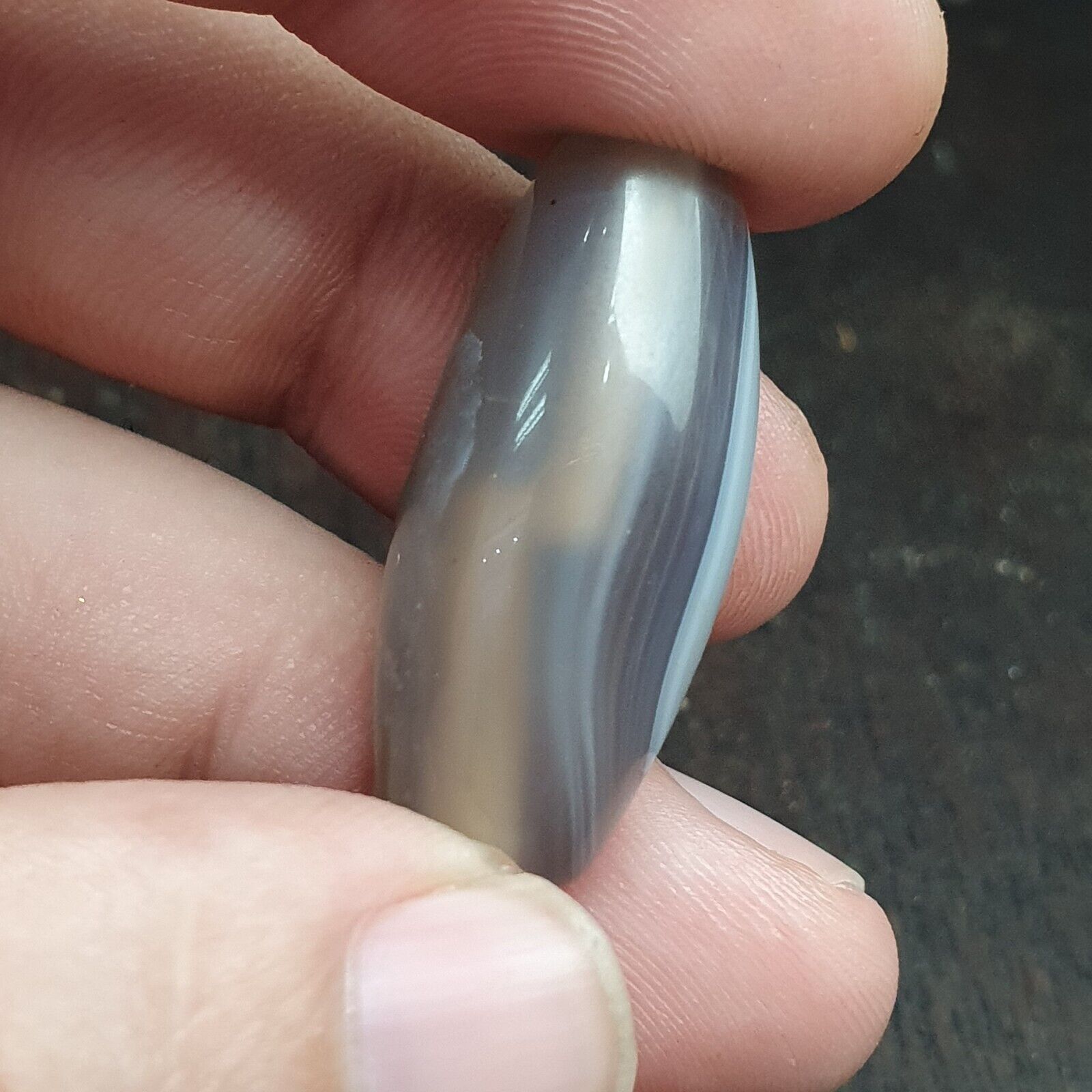 Lot 8 Ancient Antique Persian Himalayan Gray Blue Agate Beads