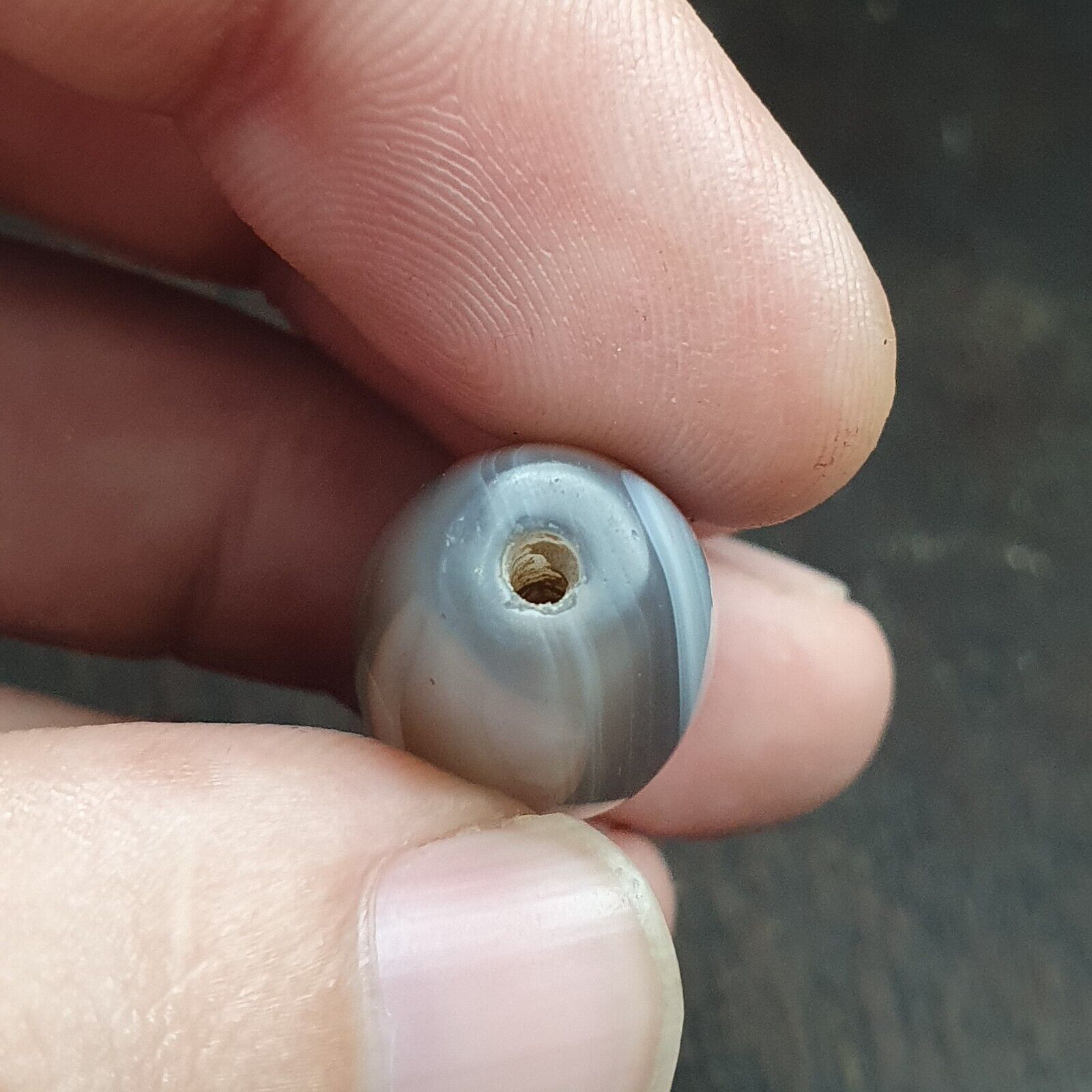 Lot 8 Ancient Antique Persian Himalayan Gray Blue Agate Beads