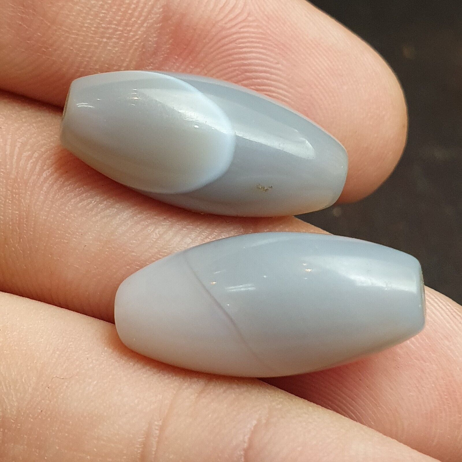 Lot 8 Ancient Antique Persian Himalayan Gray Blue Agate Beads