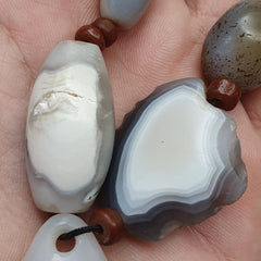 Antique Ancient Persian Himalayan Chalcedony Agate Beads Strand Amulet #NC 1116