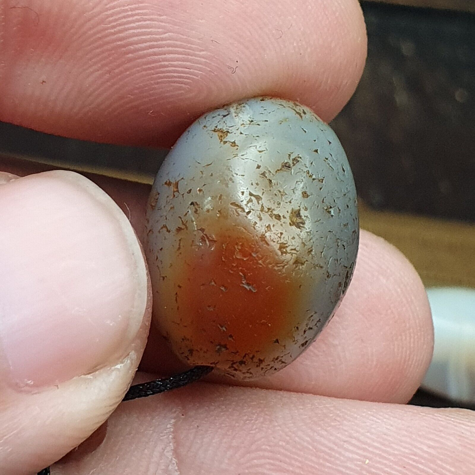 Antique Ancient Persian Himalayan Chalcedony Agate Beads Strand Amulet #NC 1116