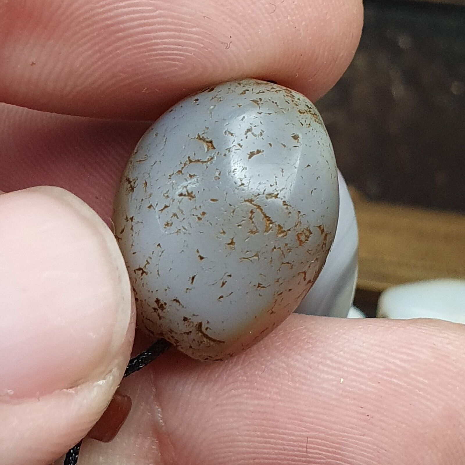 Antique Ancient Persian Himalayan Chalcedony Agate Beads Strand Amulet #NC 1116