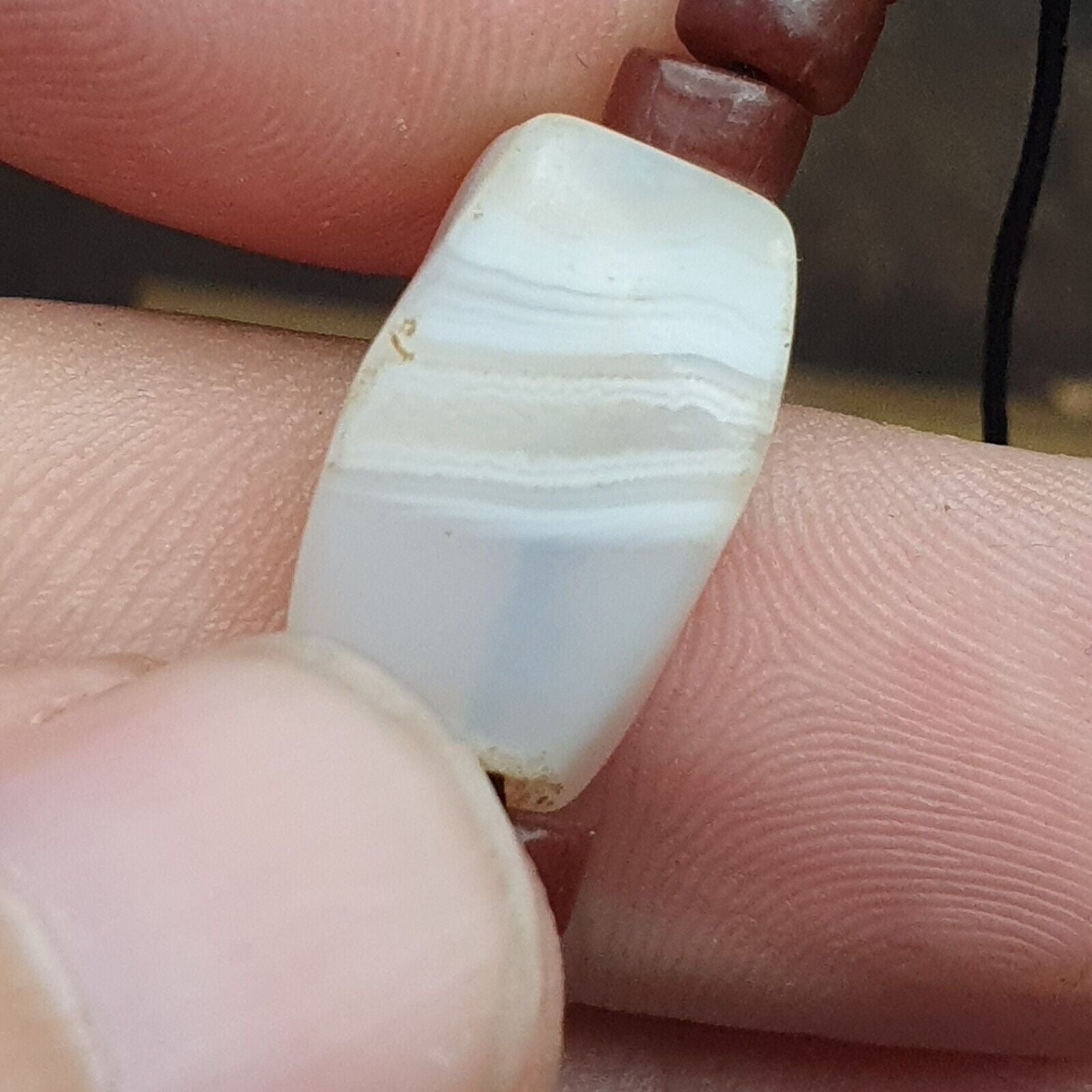 Antique Ancient Persian Himalayan Chalcedony Agate Beads Strand Amulet #NC 1116