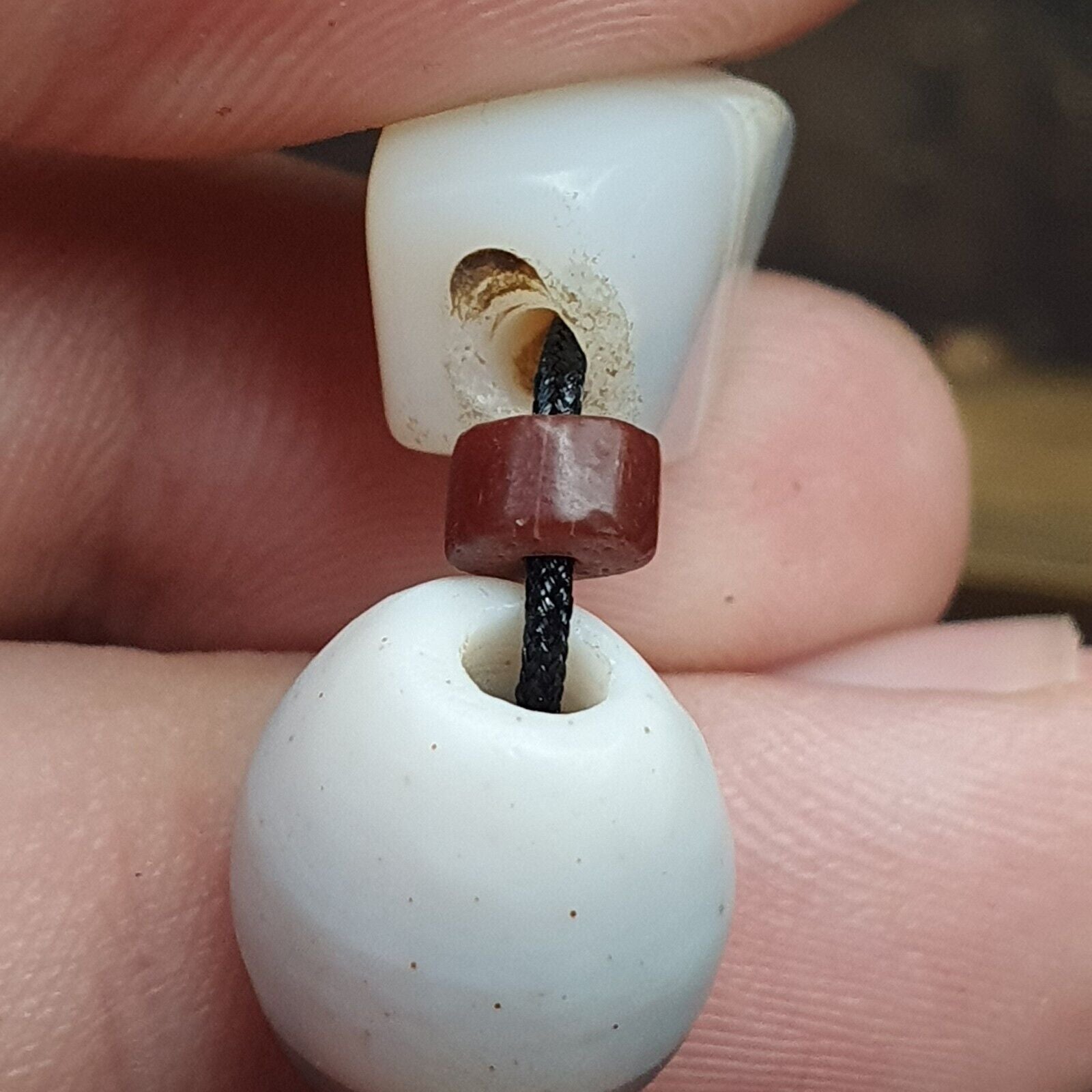 Antique Ancient Persian Himalayan Chalcedony Agate Beads Strand Amulet #NC 1116