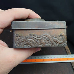 Antique Chinese Export Bronze Box w/Dragon Decoration Rare Finds