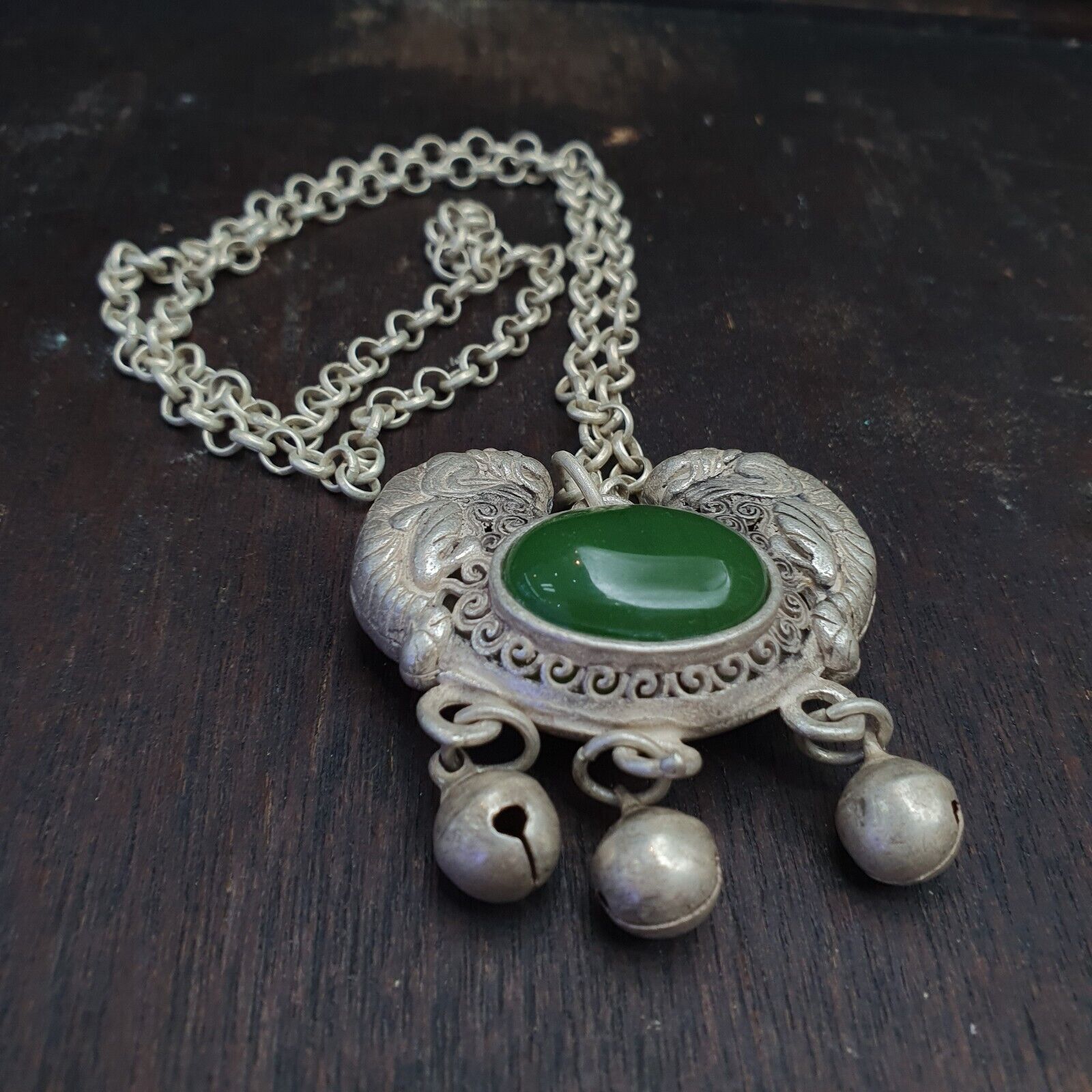 TIBETAN Jade GEMSTONE Tibetan Silver pendant Necklace