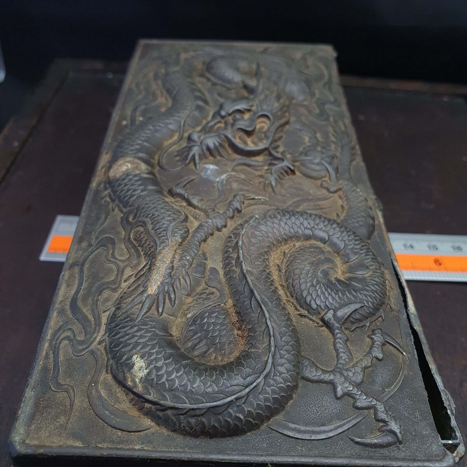 Antique Chinese Export Bronze Box w/Dragon Decoration Rare Finds
