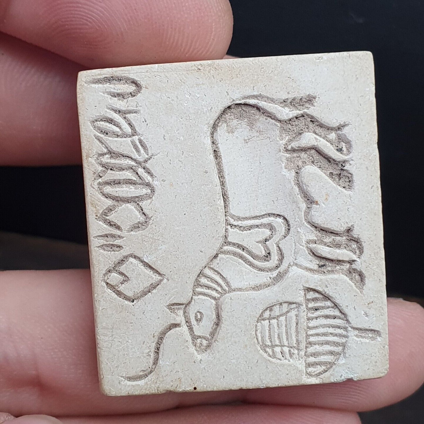 Pakistan Old Soft Stone Animal OX Stamp Seal Rare Find Collection