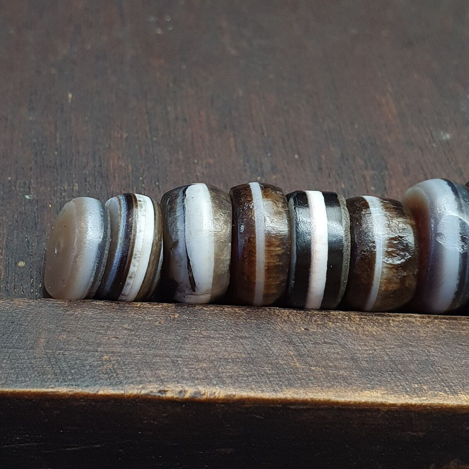 Lot 20 Ancient Antique INDO Himalayan Dzi Beads Soleimani Banded Agate Beads