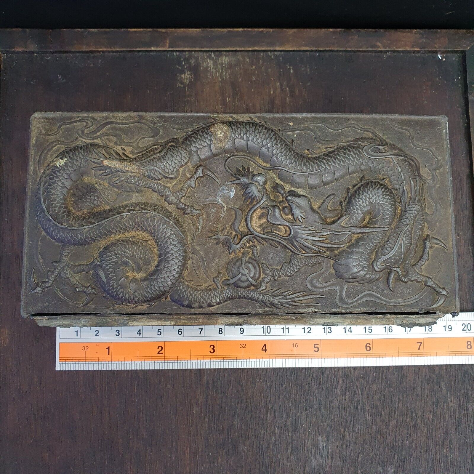 Antique Chinese Export Bronze Box w/Dragon Decoration Rare Finds