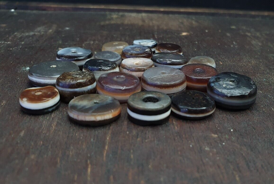 Lot 20 Ancient Antique INDO Himalayan Dzi Beads Soleimani Banded Agate Beads