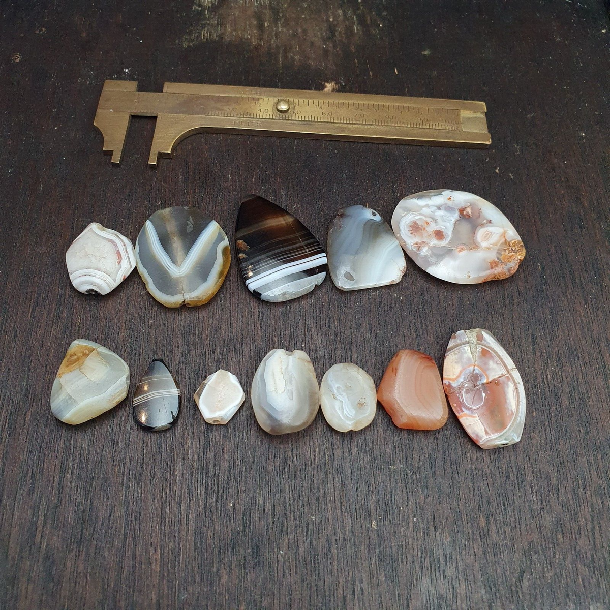 Antique Himalayan Ancient Agate Beads Lot 12 beads