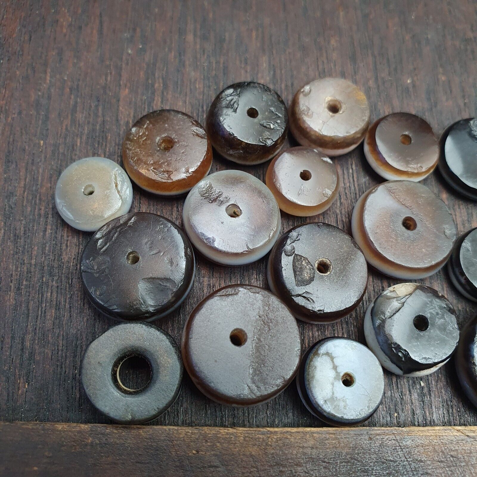 Lot 20 Ancient Antique INDO Himalayan Dzi Beads Soleimani Banded Agate Beads