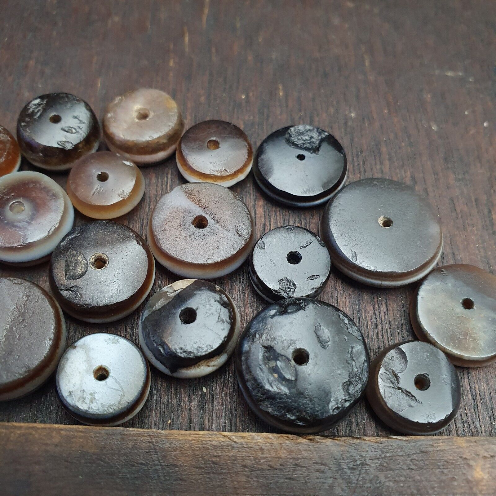 Lot 20 Ancient Antique INDO Himalayan Dzi Beads Soleimani Banded Agate Beads