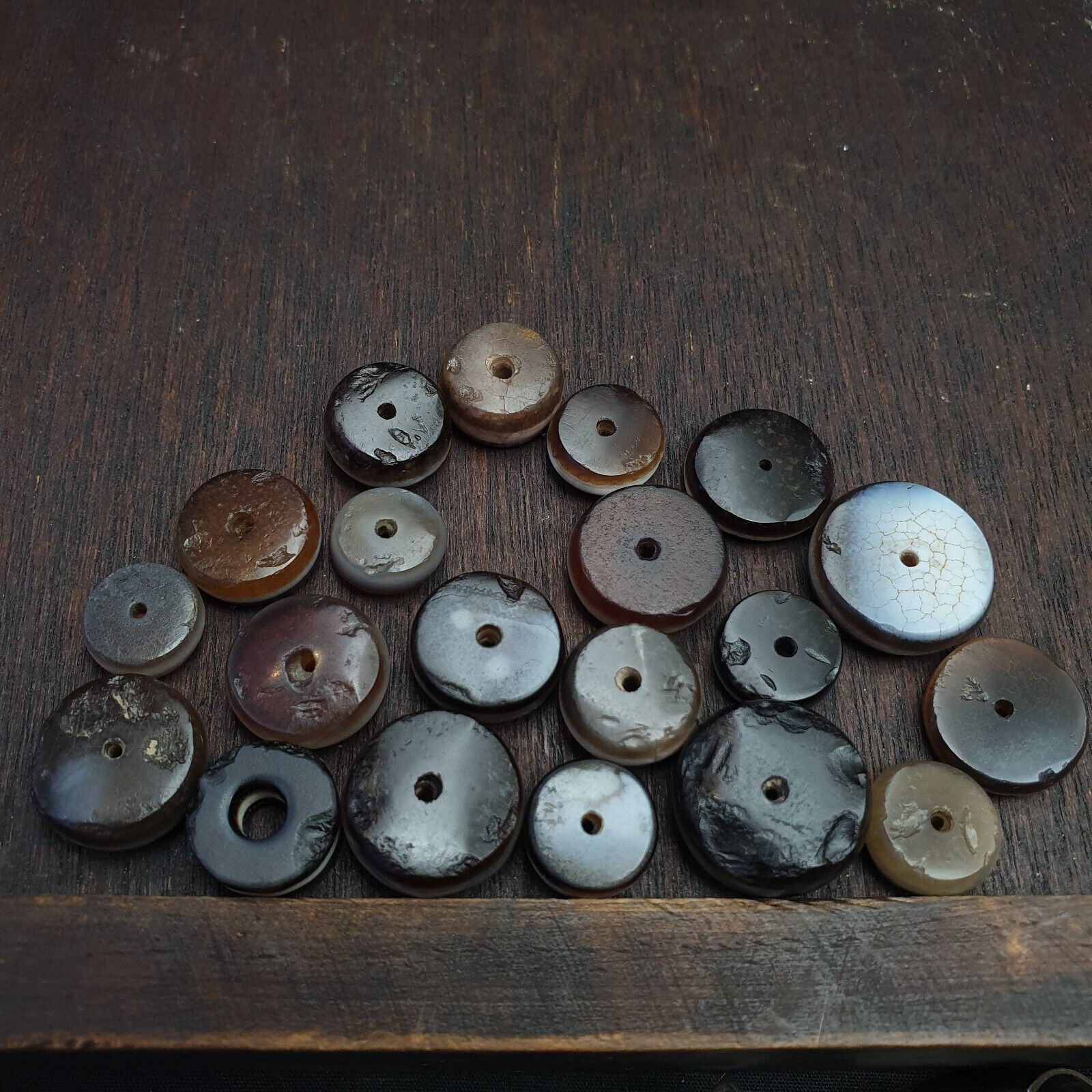 Lot 20 Ancient Antique INDO Himalayan Dzi Beads Soleimani Banded Agate Beads