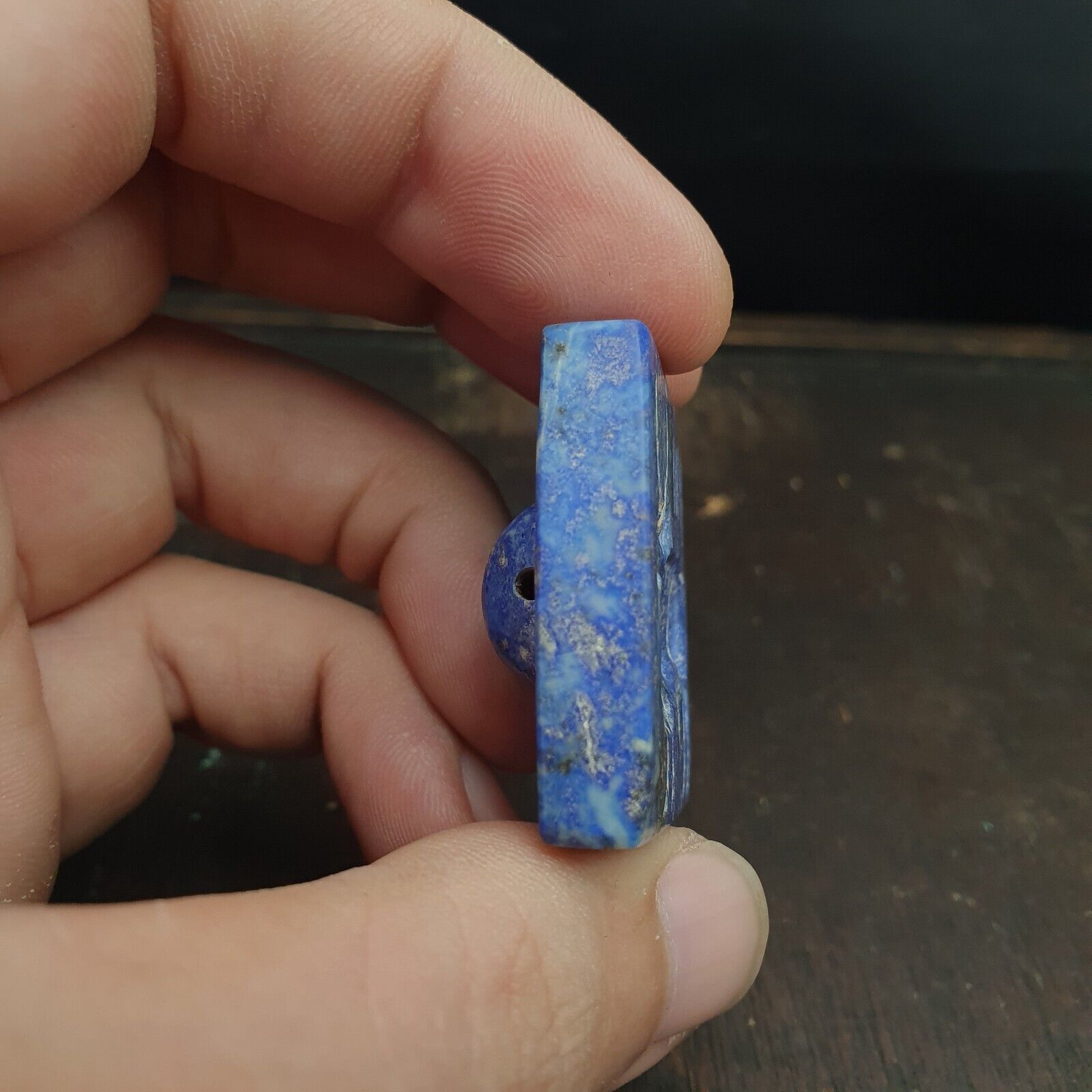 Pakistan Old Lapis Lazuli Stone Animal OX Stamp Seal Rare Find Collection