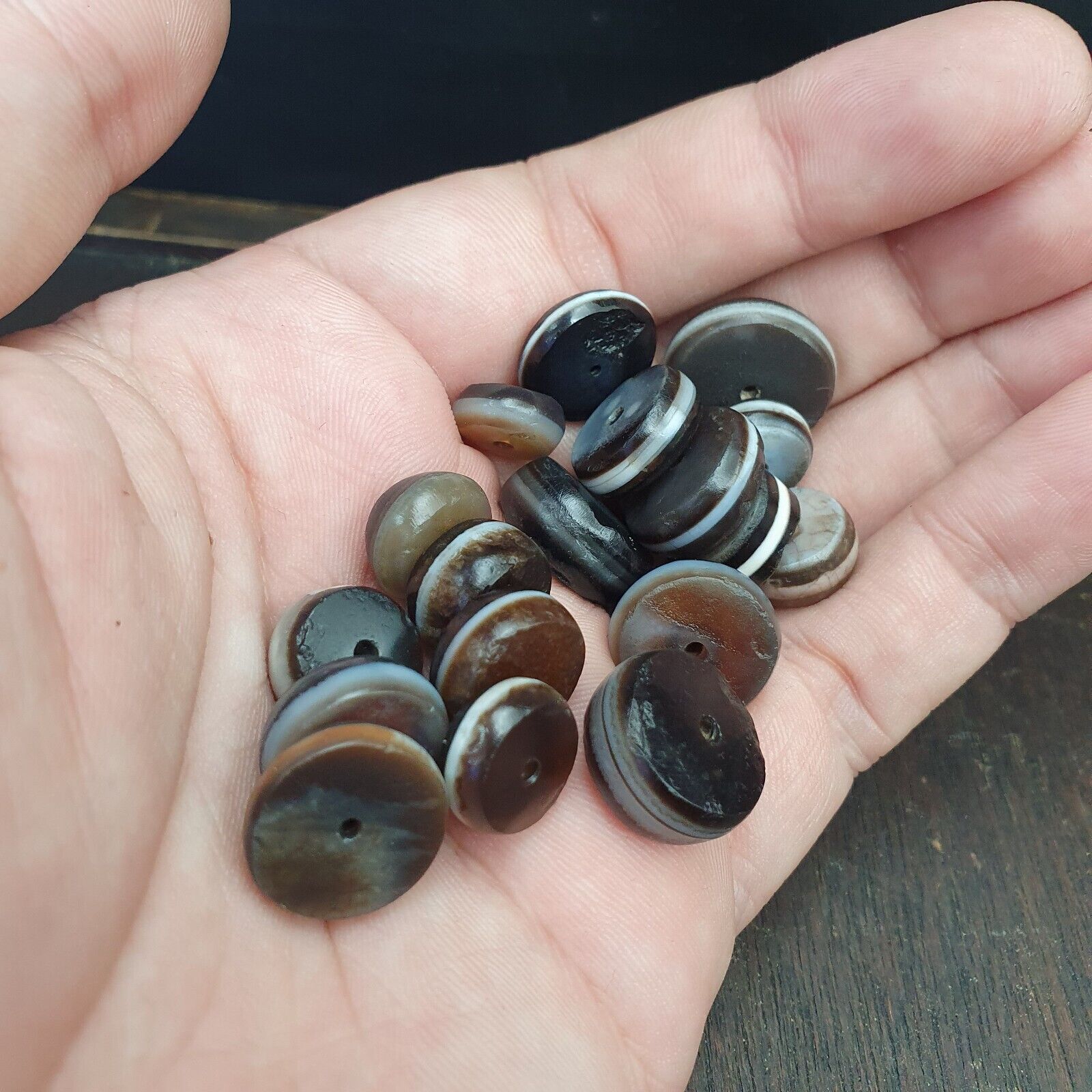 Lot 20 Ancient Antique INDO Himalayan Dzi Beads Soleimani Banded Agate Beads