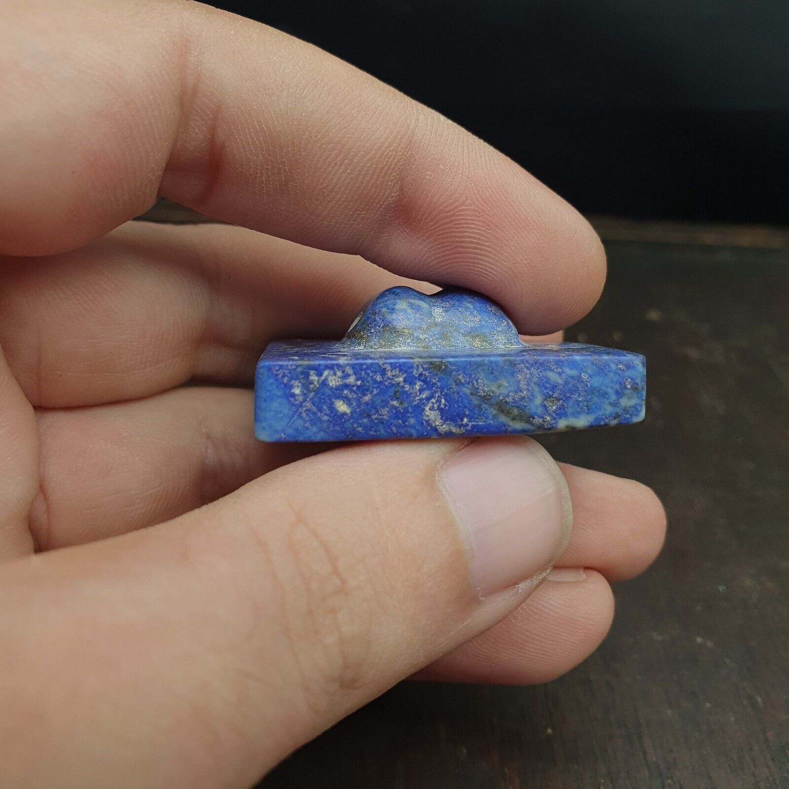 Pakistan Old Lapis Lazuli Stone Animal OX Stamp Seal Rare Find Collection