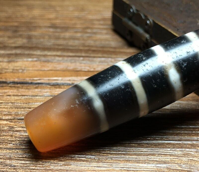 Vintage Himalayan Indo Tibetan rare 4 LINES Patterns Dzi spiritual Amulet Bead