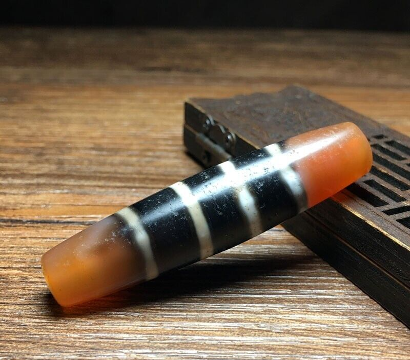 Vintage Himalayan Indo Tibetan rare 4 LINES Patterns Dzi spiritual Amulet Bead