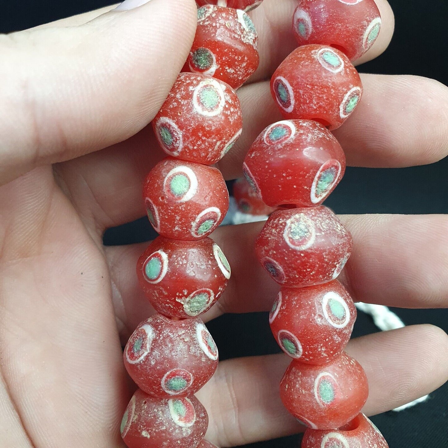 復古老非洲眼鏡古董珠 15.5 毫米
