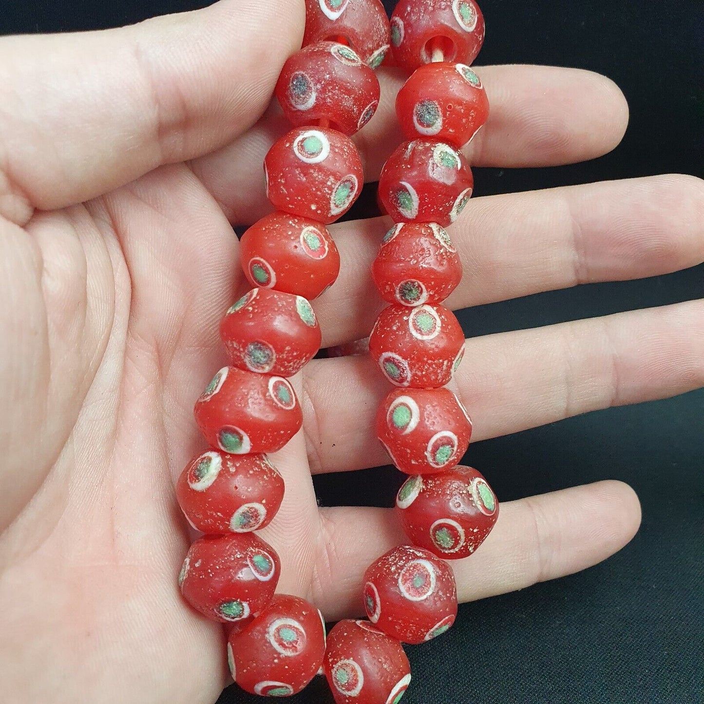 復古老非洲眼鏡古董珠 15.5 毫米