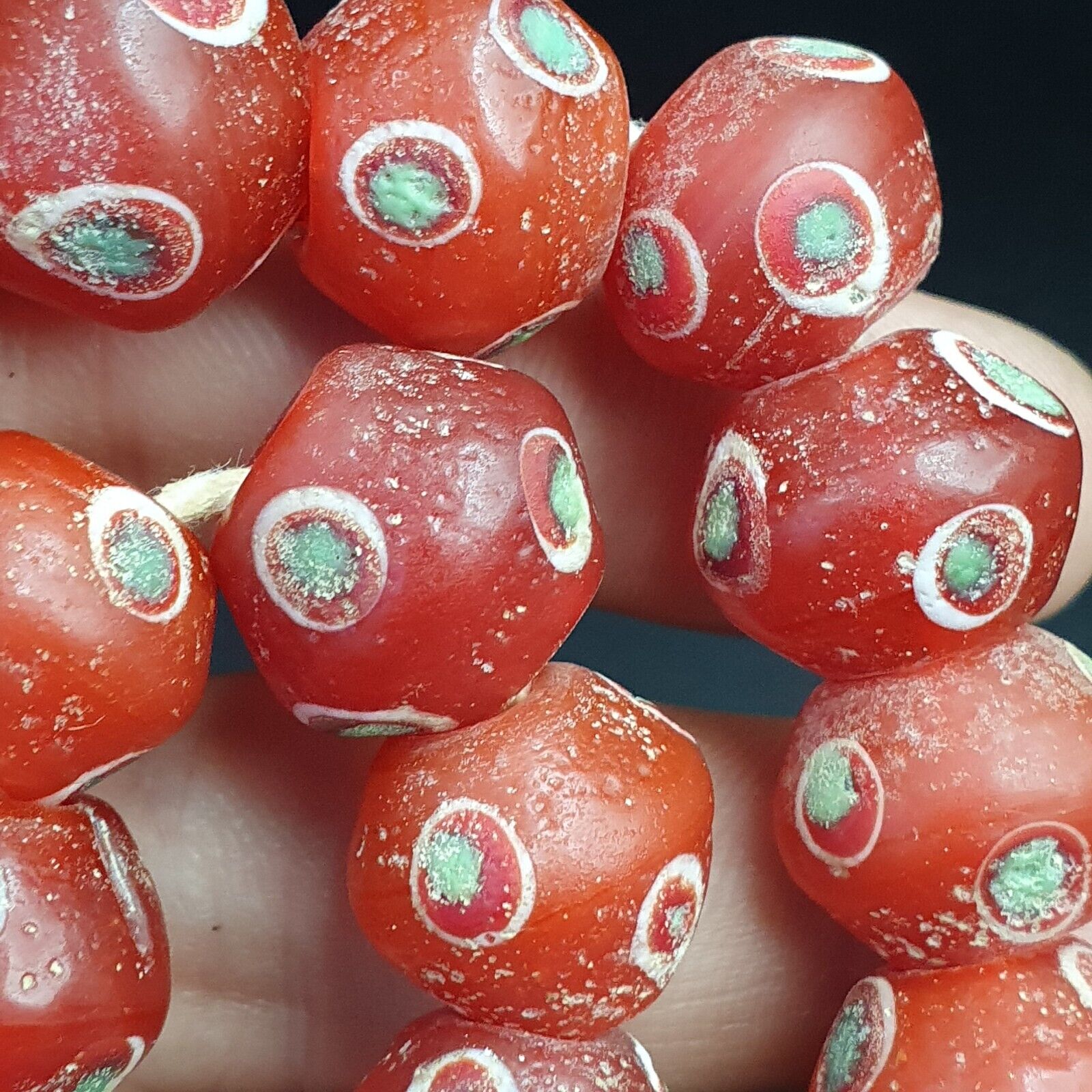 Vintage OLD AFRICAN Eye GLASS ANTIQUE BEADS 15.5MM