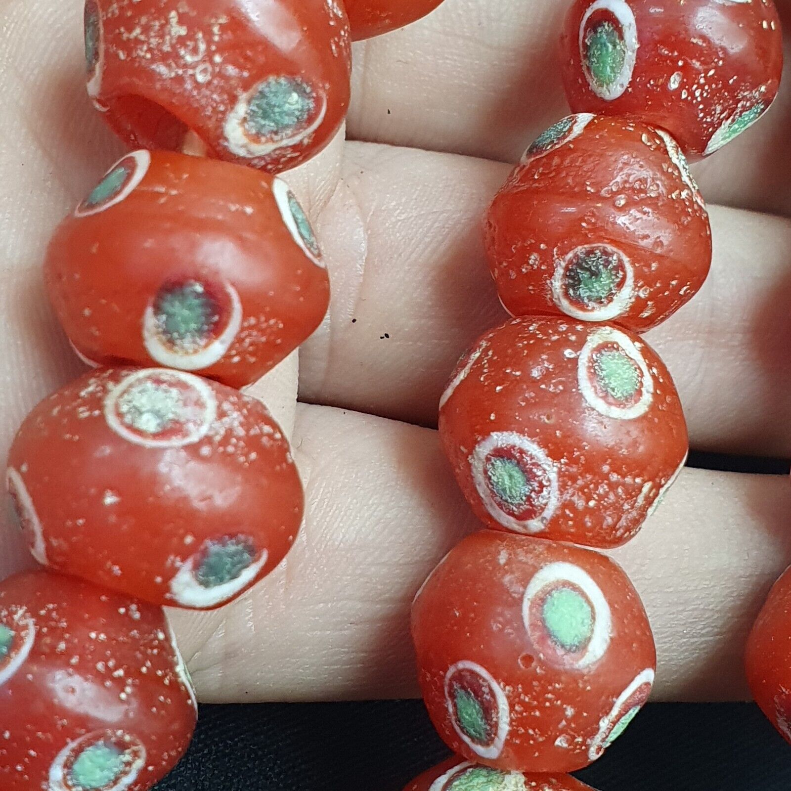 Vintage OLD AFRICAN Eye GLASS ANTIQUE BEADS 15.5MM