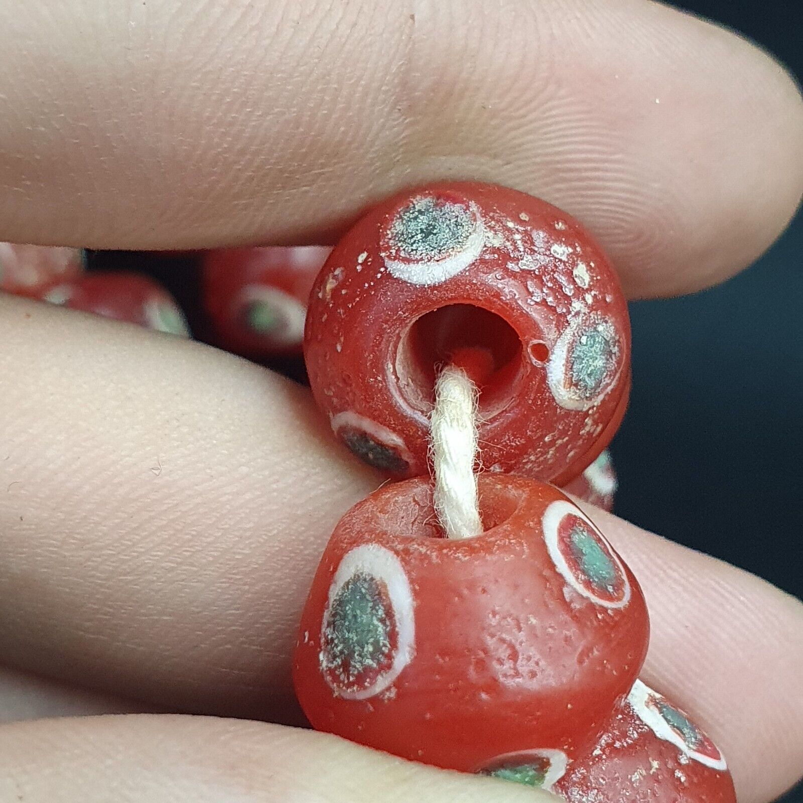 Vintage OLD AFRICAN Eye GLASS ANTIQUE BEADS 15.5MM