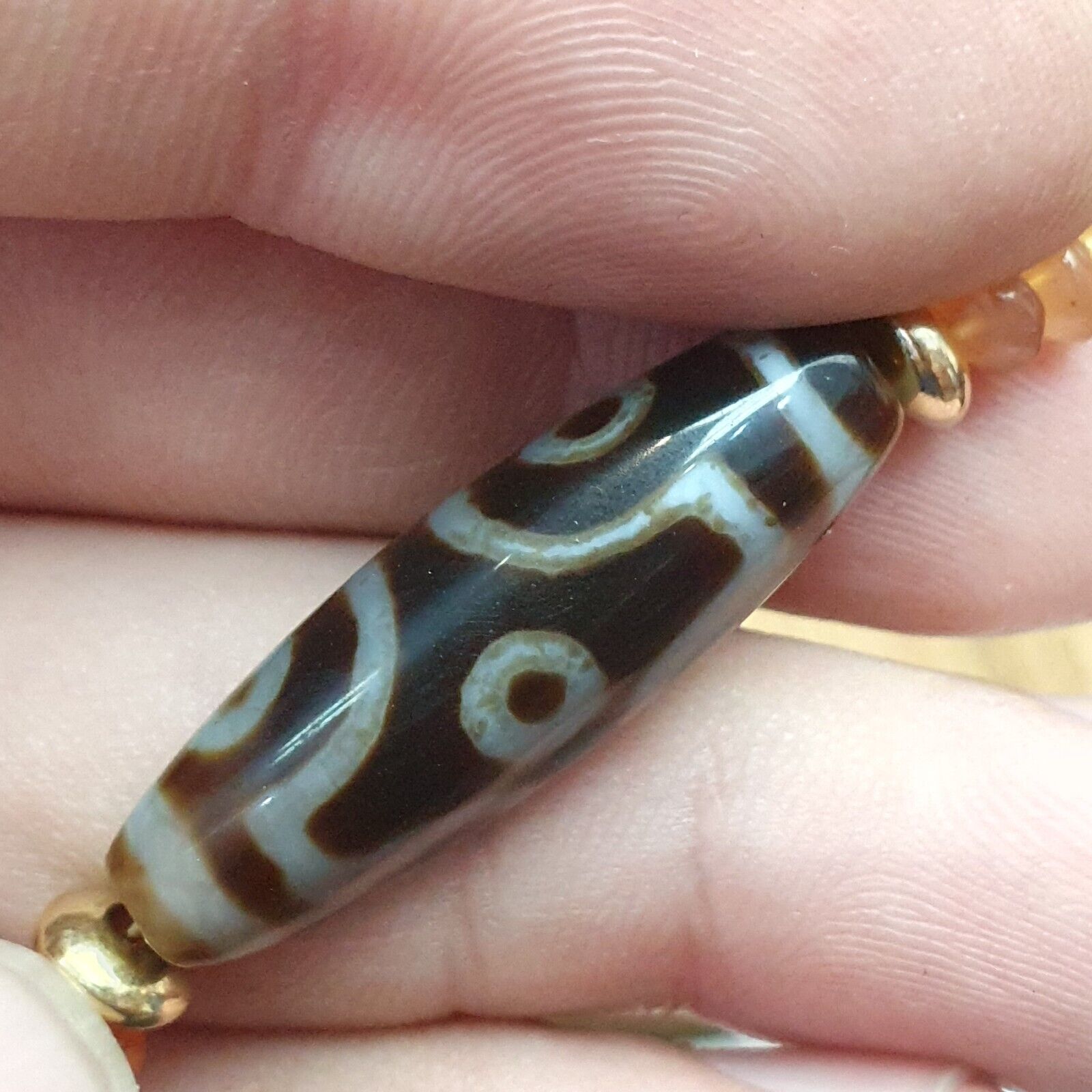 Himalayan Indo Tibetan Eye Beads unique Patterns Dzi Amulet Agate Beads Necklace