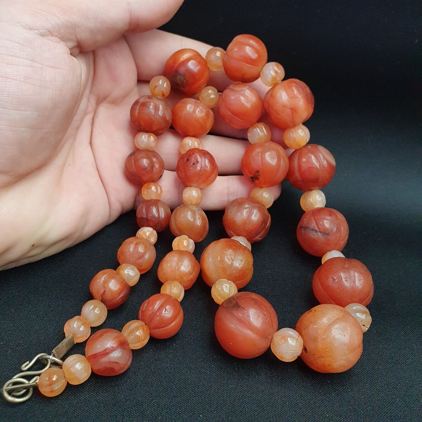古老印度藏紅玉髓瑪瑙珠念珠珠寶項鍊