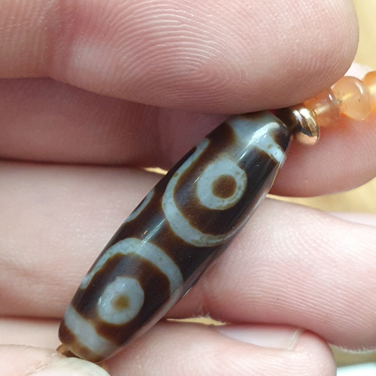 Himalayan Indo Tibetan Eye Beads unique Patterns Dzi Amulet Agate Beads Necklace