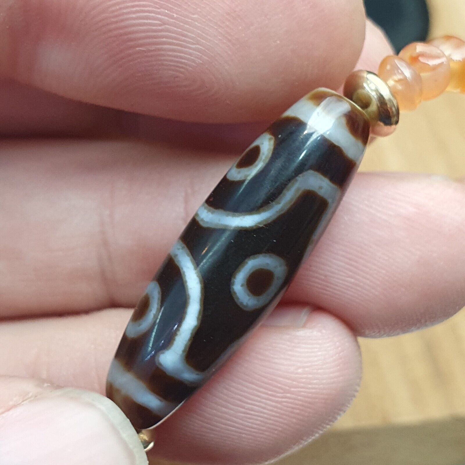 Himalayan Indo Tibetan Eye Beads unique Patterns Dzi Amulet Agate Beads Necklace