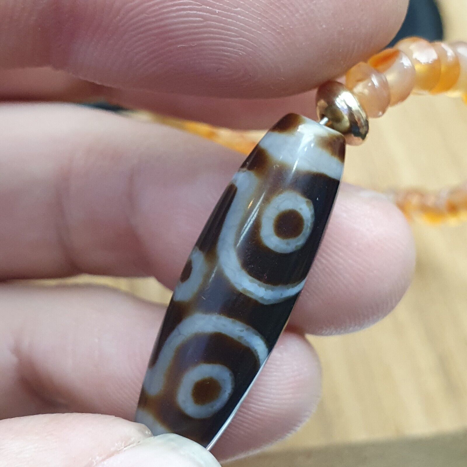 Himalayan Indo Tibetan Eye Beads unique Patterns Dzi Amulet Agate Beads Necklace