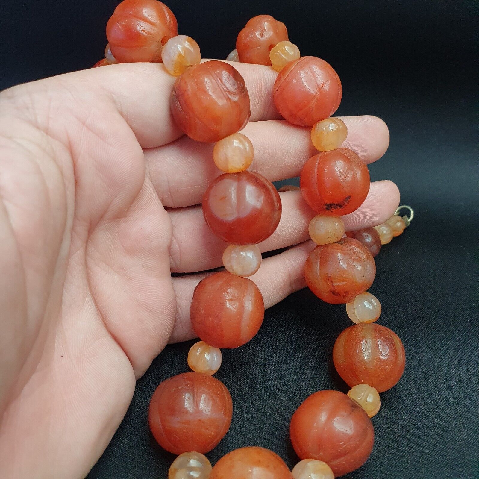 Old Ancient Indo Tibetan Carnelian Agate Beads Prayer Beads Jewelry necklace