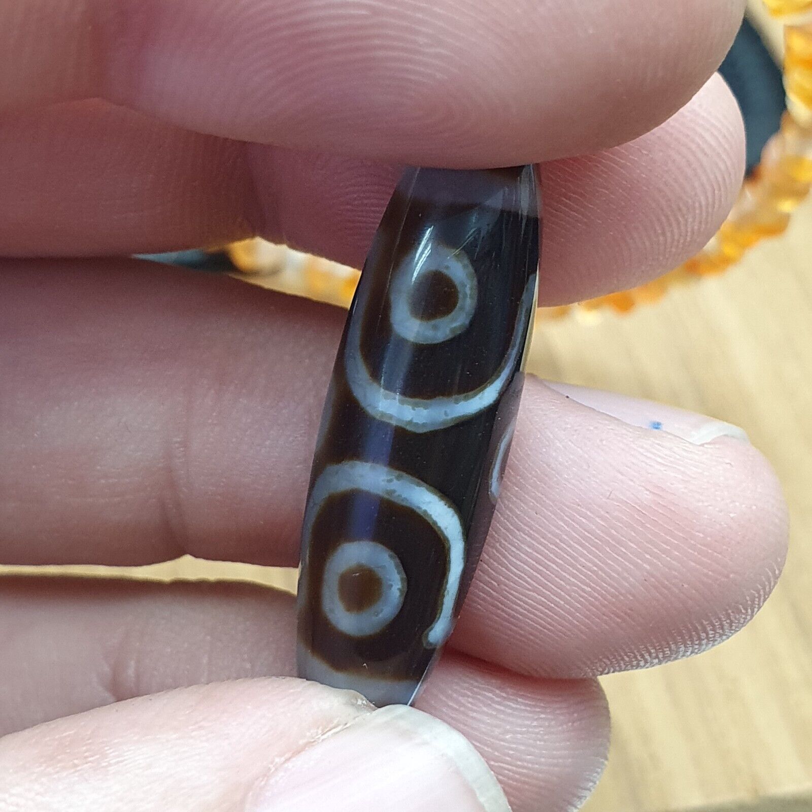 Himalayan Indo Tibetan Eye Beads unique Patterns Dzi Amulet Agate Beads Necklace