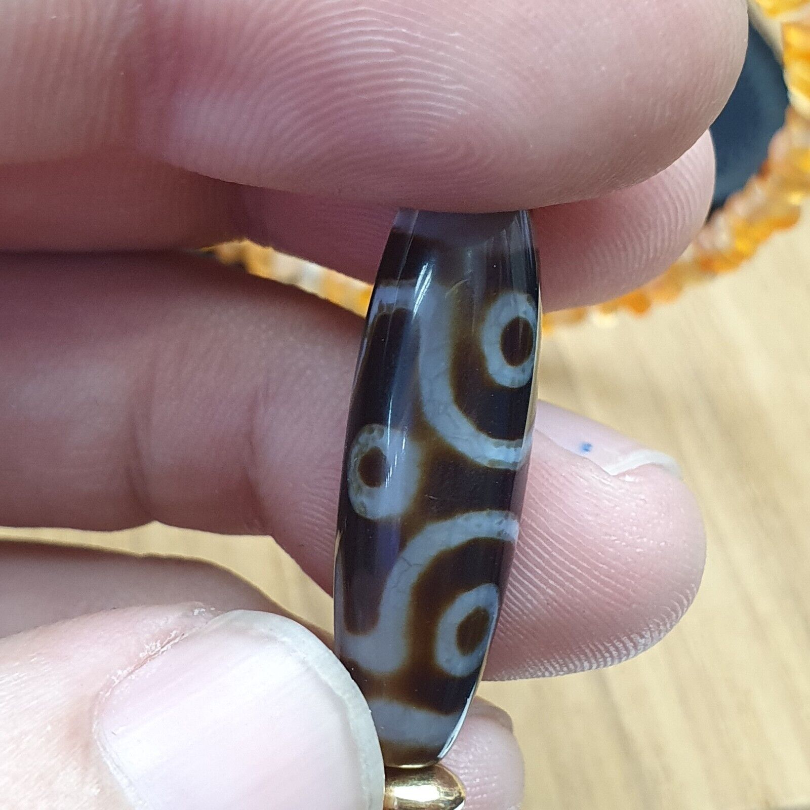 Himalayan Indo Tibetan Eye Beads unique Patterns Dzi Amulet Agate Beads Necklace