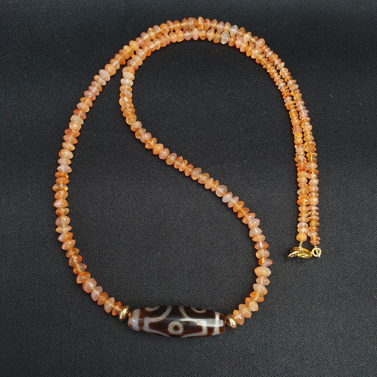 Himalayan Indo Tibetan Eye Beads unique Patterns Dzi Amulet Agate Beads Necklace