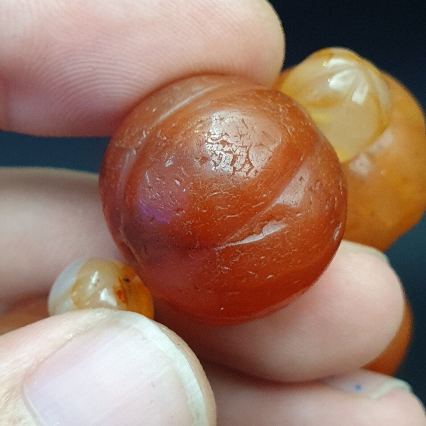 古老印度藏紅玉髓瑪瑙珠念珠珠寶項鍊
