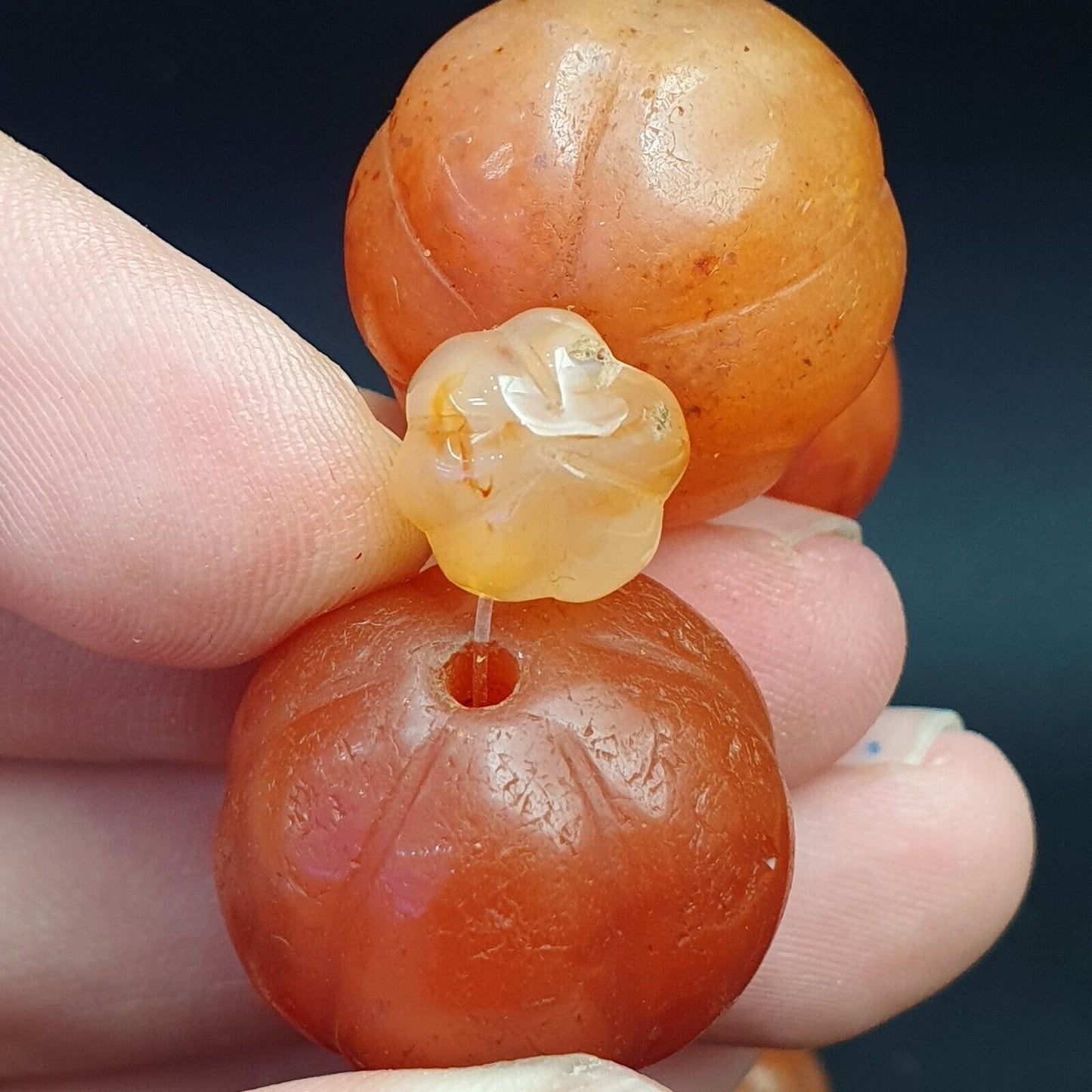 古老印度藏紅玉髓瑪瑙珠念珠珠寶項鍊