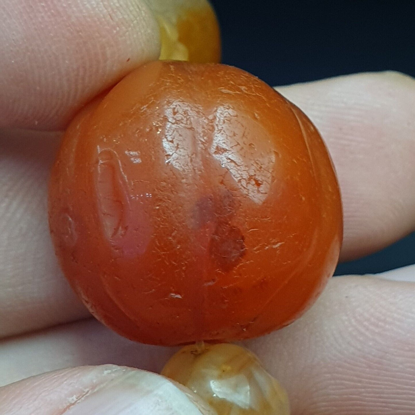 古老印度藏紅玉髓瑪瑙珠念珠珠寶項鍊