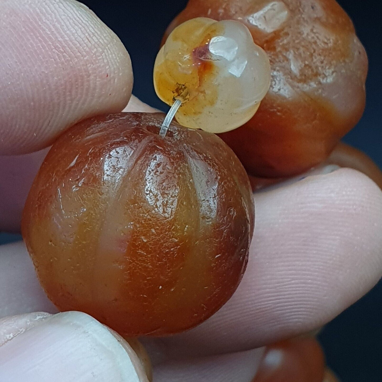 古老印度藏紅玉髓瑪瑙珠念珠珠寶項鍊
