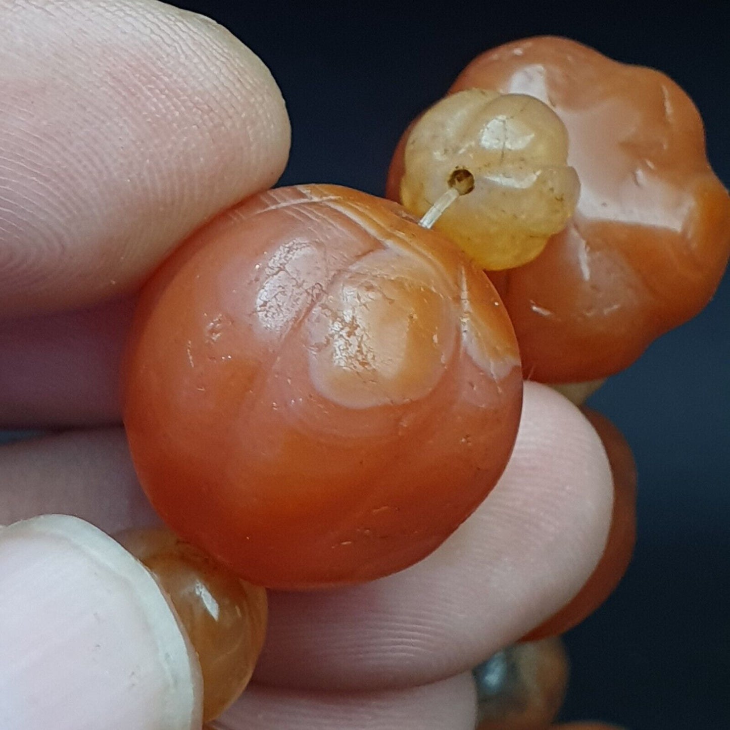 古老印度藏紅玉髓瑪瑙珠念珠珠寶項鍊