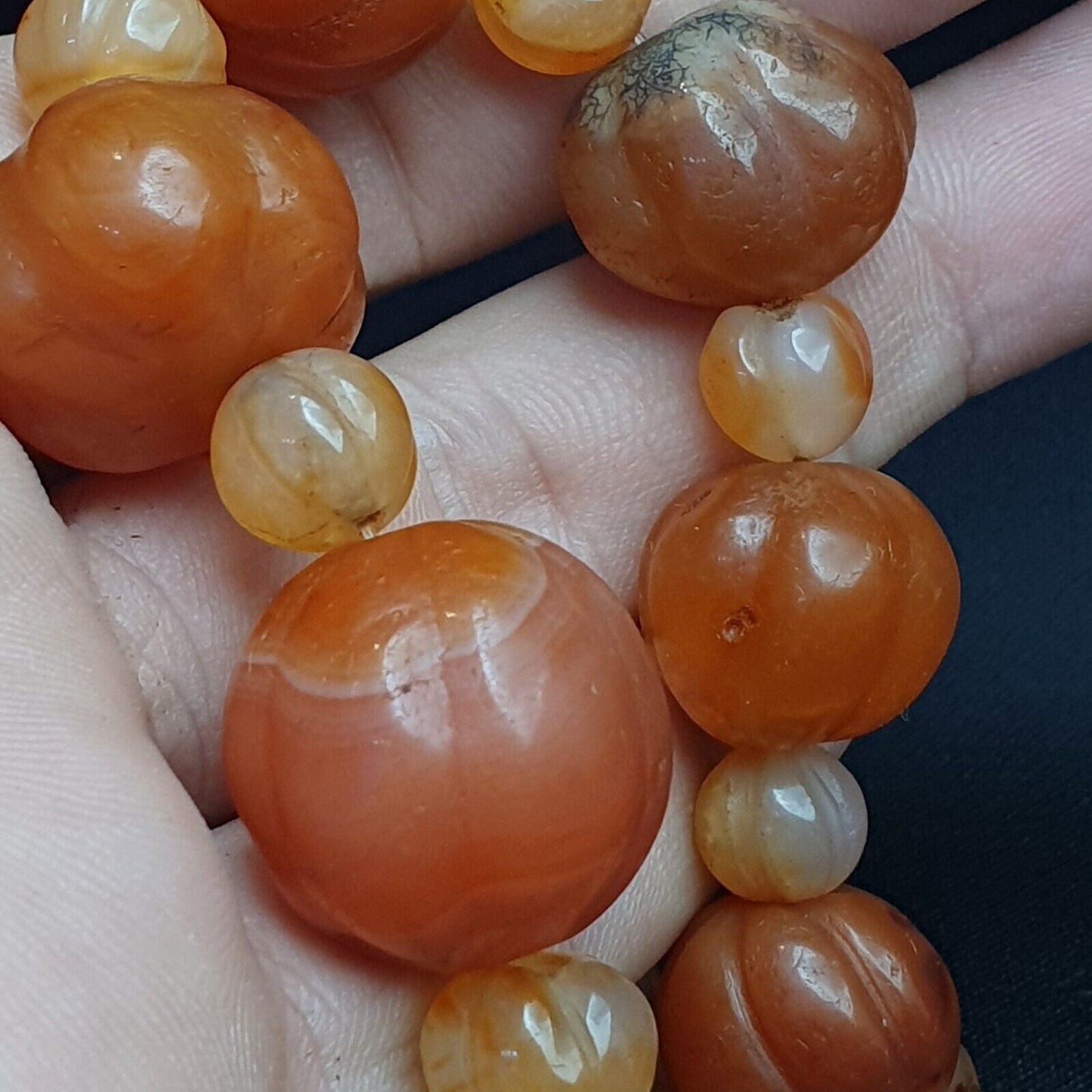 古老印度藏紅玉髓瑪瑙珠念珠珠寶項鍊