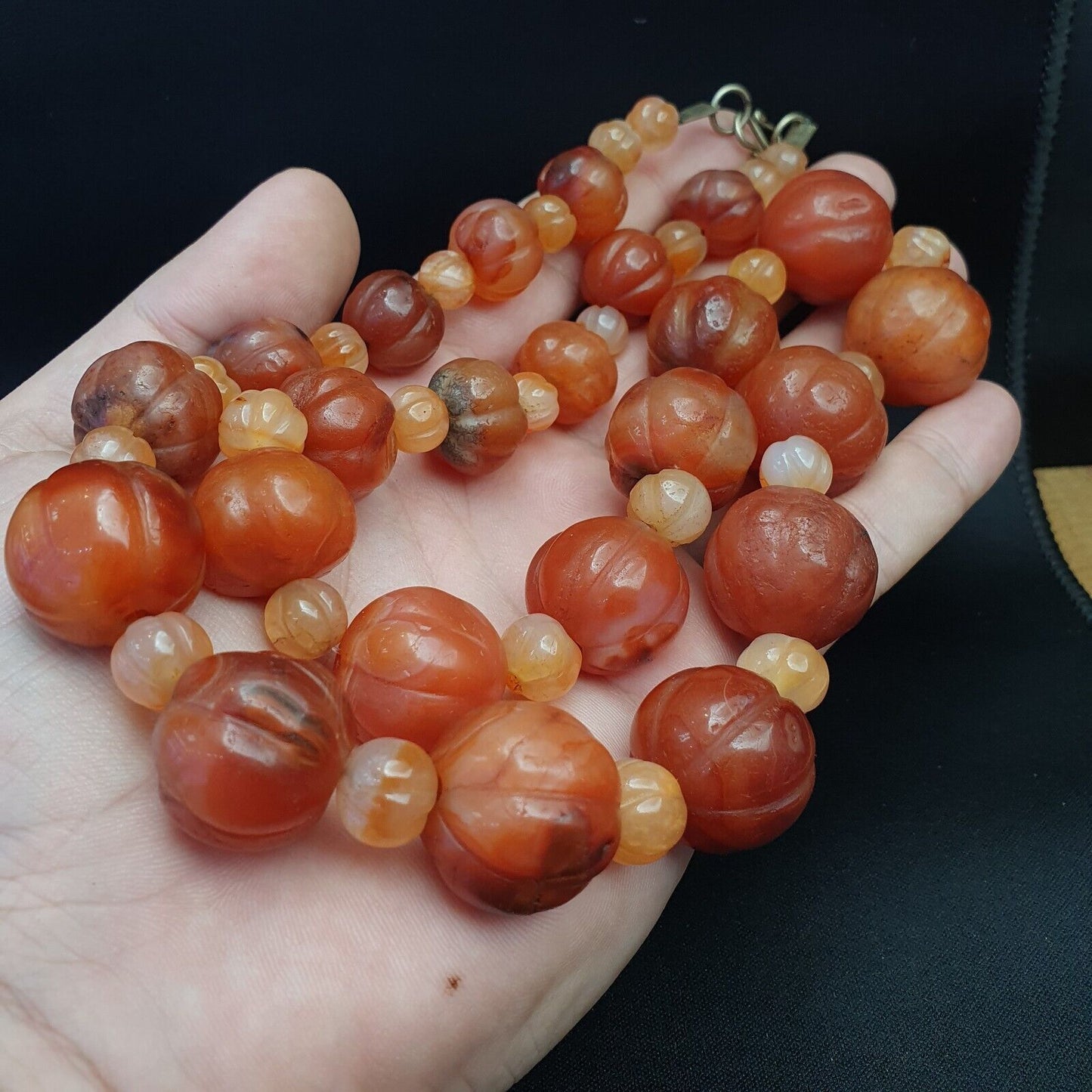 古老印度藏紅玉髓瑪瑙珠念珠珠寶項鍊