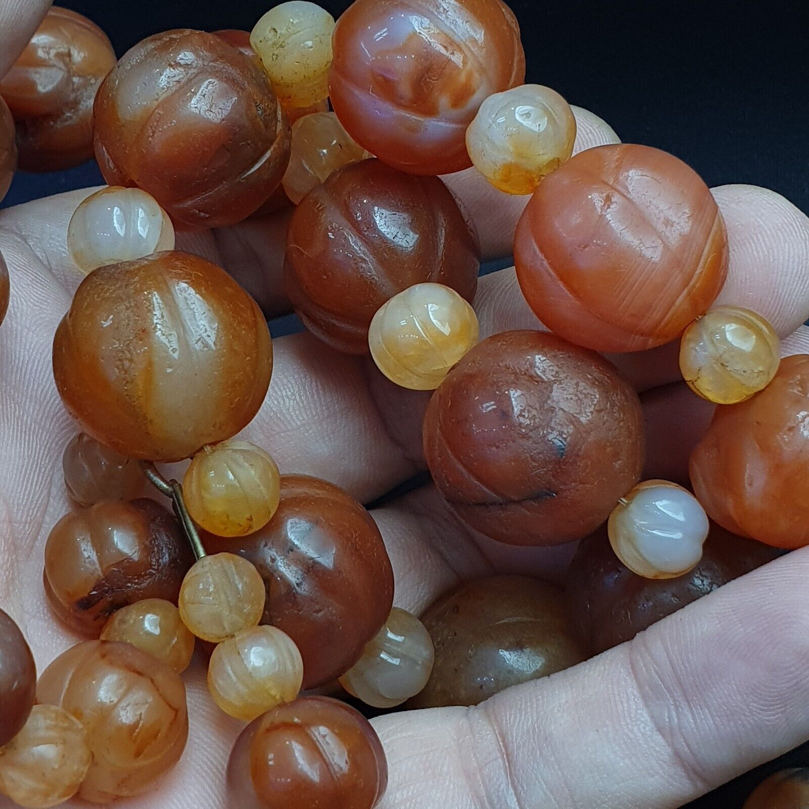Old Ancient Indo Tibetan Carnelian Agate Beads Prayer Beads Jewelry necklace